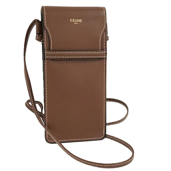 Celine Handbags - Celine Shoulder Bag Phone Case Leather Brown